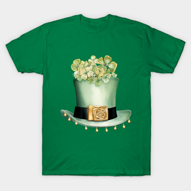 St Patrick's Day Leprechaun Hat and Clover with Gold Beads by mw1designsart